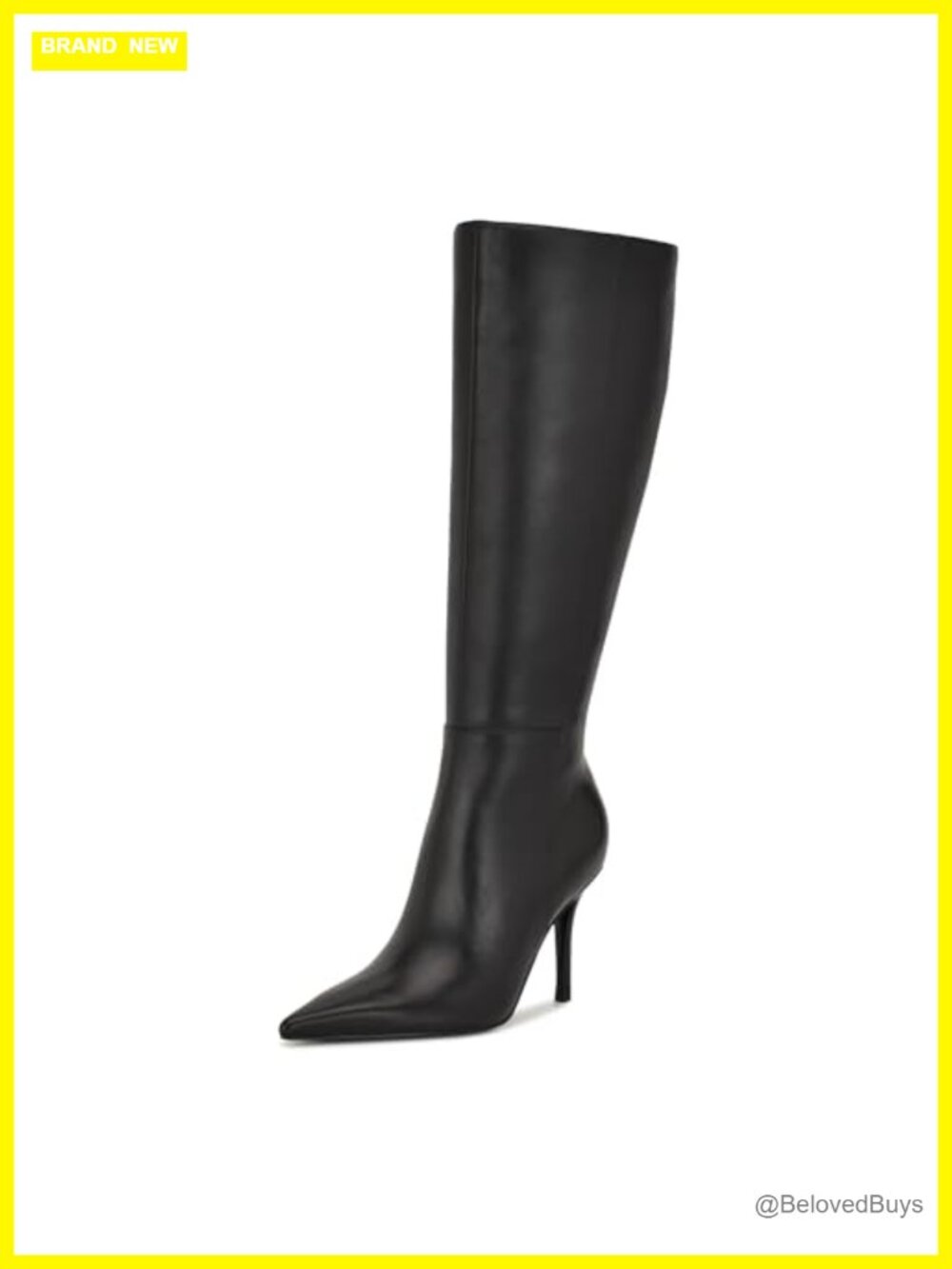 Nine West Gerty Leather Knee-High Stiletto Boots Pointy Toe